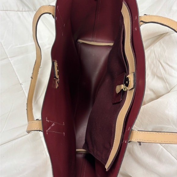 Coach Large Leather Carryall Tote Bag Camel Tan Used - Picture 5 of 6